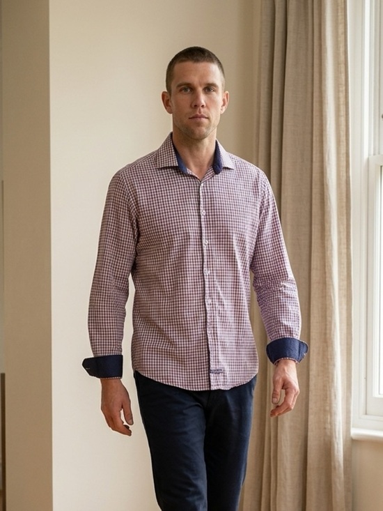 English Laundry Other - men's long-sleeve, button-down dress shirt with a gingham pattern